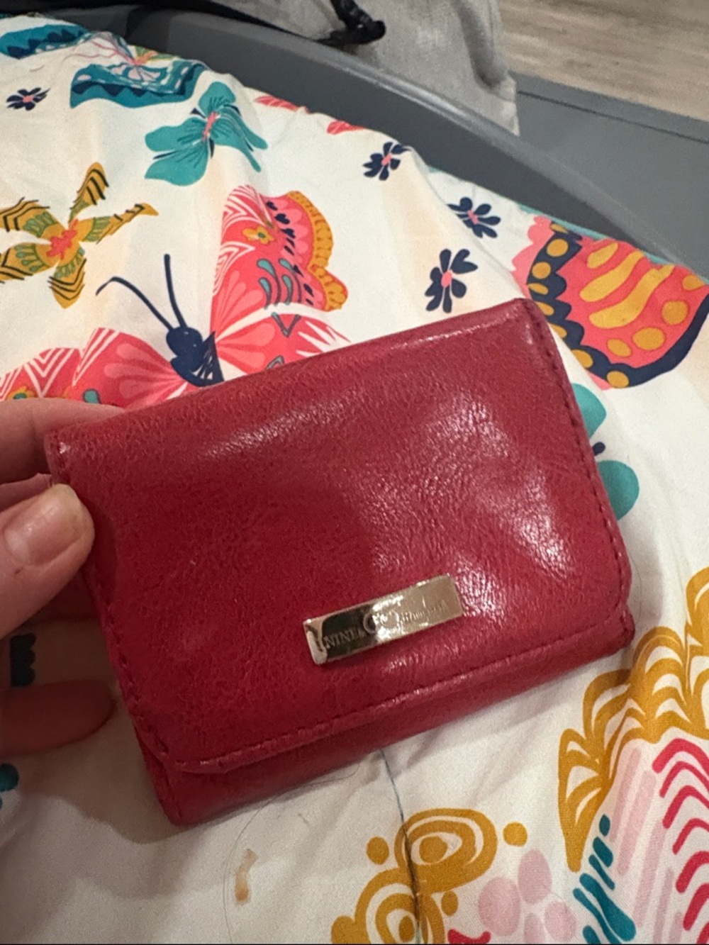 Red Leather Clutch Wallet NiNE
